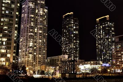 distant view of elegant office buildings