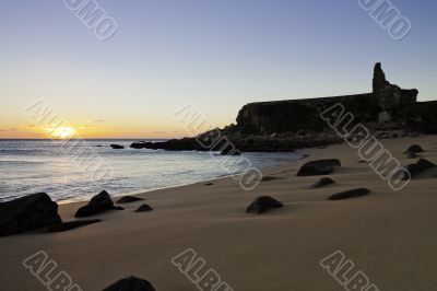 Colorful sunset at Lanzada Beach, Spain