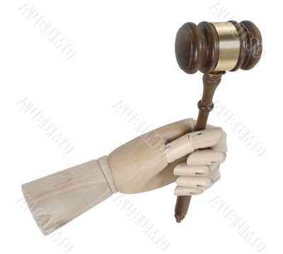 Wooden Hand Holding Gavel