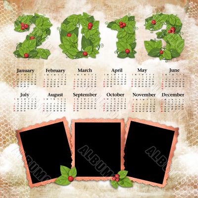 Vintage calendar 2013 with 