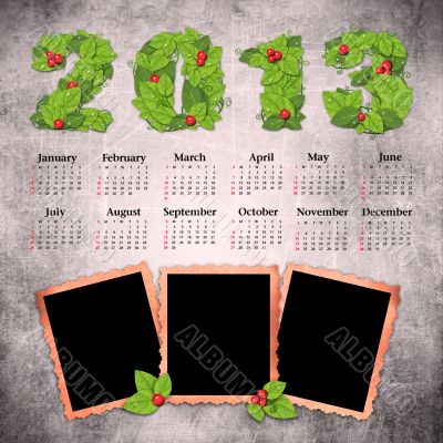 Vintage calendar 2013 with 