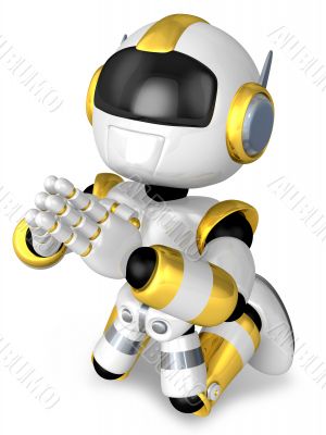 Prayer and Gold Robot. 3D Robot Character Design