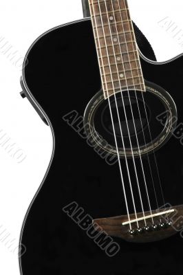black guitar close up