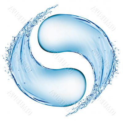 Ying yang water splash