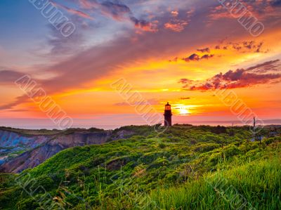 sunset at a lighthouse