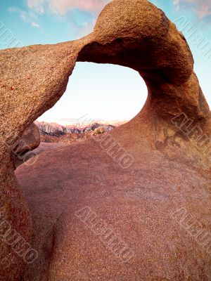 close up view of a arched rock