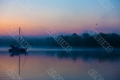 boat during sunset