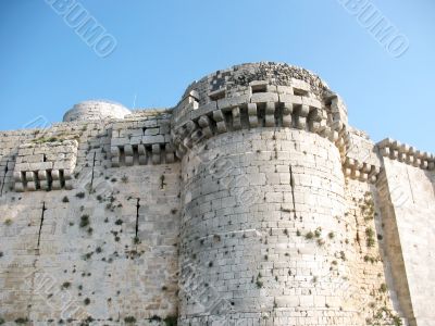 Wall and tower of the medieval crusaders fortress
