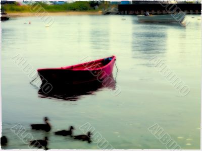 red rowboat