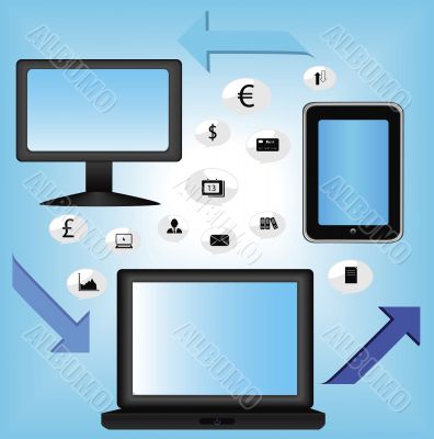 crystal display with arrow sign and currency sign
