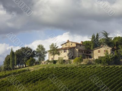low angle shot of tuscan villa
