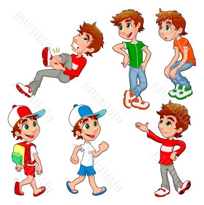 Boy in different poses and expressions.