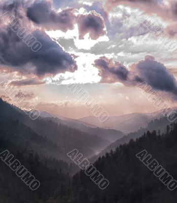 silhouette image of mountains and clouds