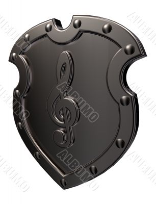 clef on metal shield