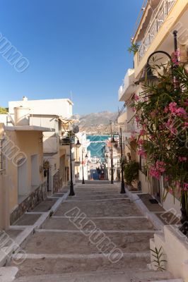 A walking path with steps in the town of Sitia
