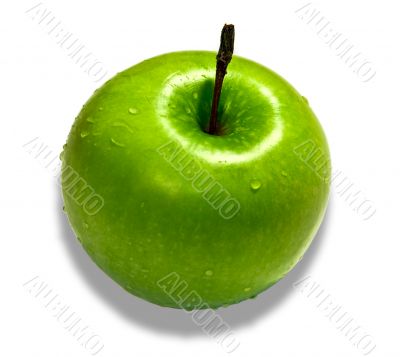 Apple on white.