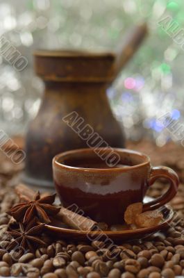 Cinnamon, anise and coffee beans