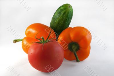 Vegetables on white.