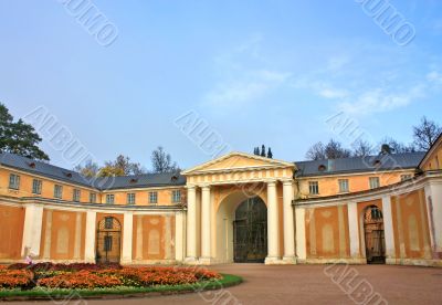 Classical fronton with columns and arch