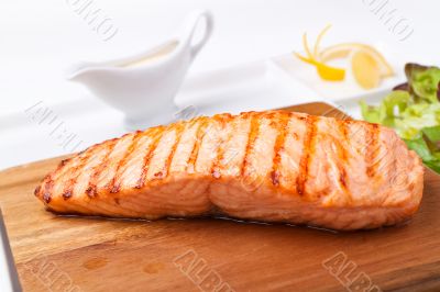 piece of steak grilled fish