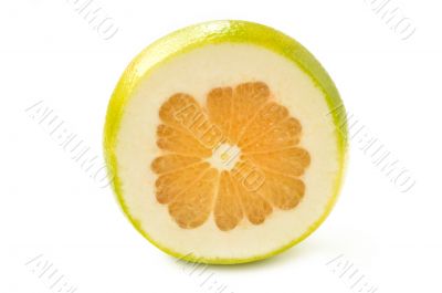 Citrus sveetie slices on a white background