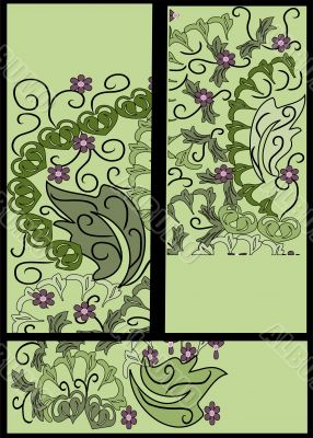 set of floral banners