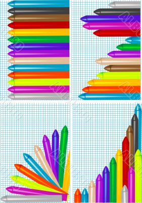 set of backgrounds with crayons