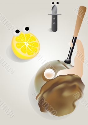 oyster knife and lemon
