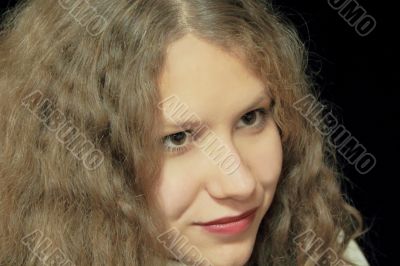 Young woman with long brown nature hair