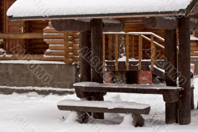 A wooden pergola.