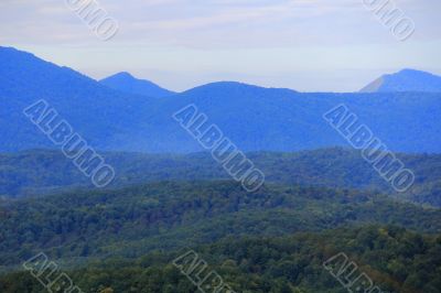Summer landscape with Caucasus green mountains