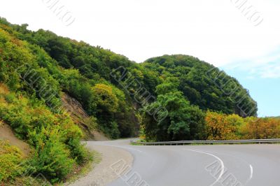 Summer landscape with Caucasus green mountains