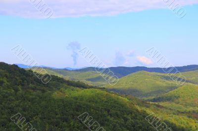 Summer landscape with Caucasus green mountains
