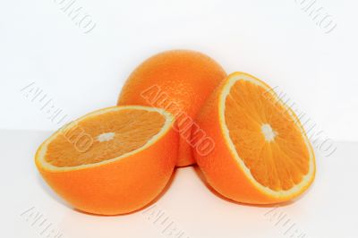 Appetizing ripe orange on white background