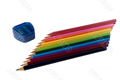 Row of colored pencils.