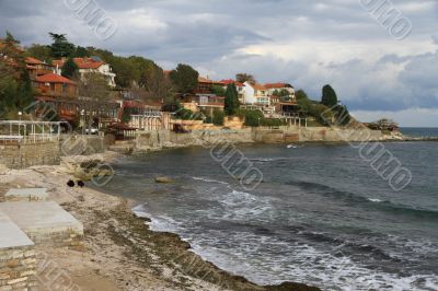 Houses on the Black Sea coast on the island of Nessebar, Bulgaria