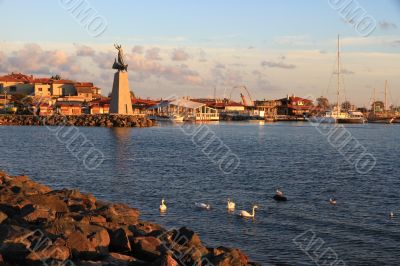 Embankment of the Black Sea on the island of Nessebar, Bulgaria