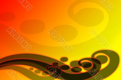 Red orange abstract waves