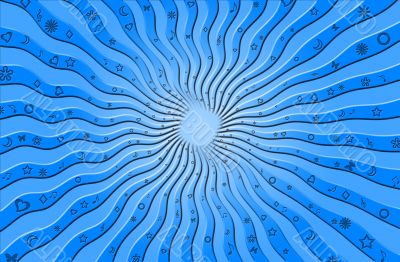 Blue wavy sun rays