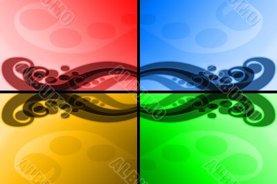 Four colours abstract waves