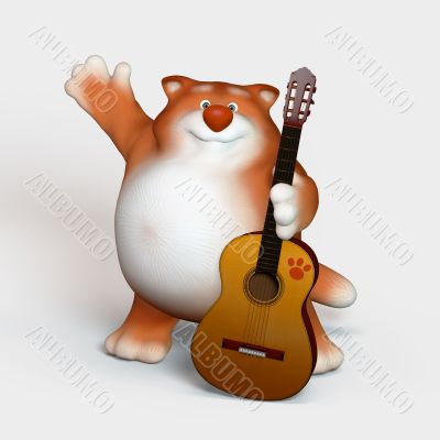 Kitten with a guitar.