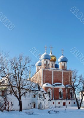 Golden domes of  ancient Kremlin 