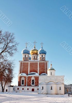 Golden domes of  ancient Kremlin 