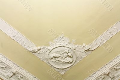 Stucco on the ceiling of historic building