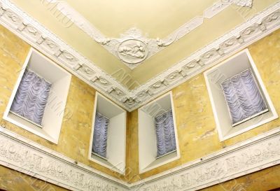 Stucco on the ceiling of historic building