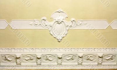 Stucco on the ceiling of historic building