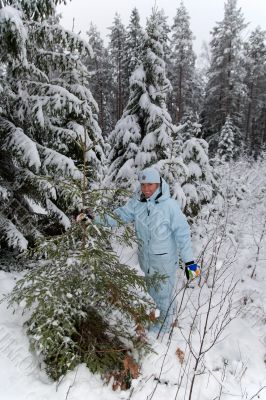 girl snow fir spruce