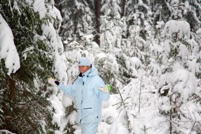 girl snow fir spruce