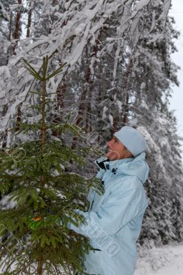girl snow fir spruce