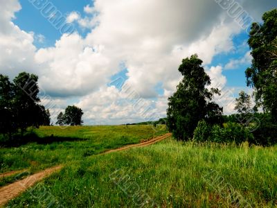  White clouds float by on a blue sky